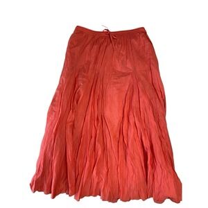 Jessica London Coral Midi Peasant Skirt Size 18 Lined 100% Cotton Elastic Boho